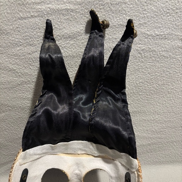 Full face Jester Joker Venetian Masquerade carnival mask wall decor gold 3 bells - Picture 6 of 8